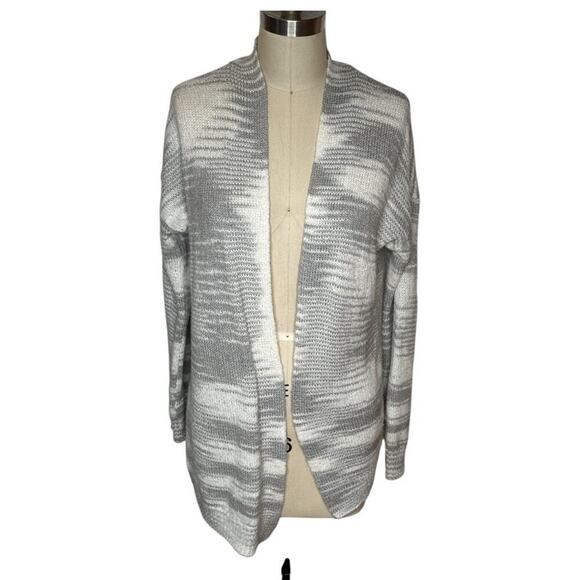 Cotton On Knit Wear White Gray Open Front Sweater Cardigan Women's Size M - Picture 1 of 3